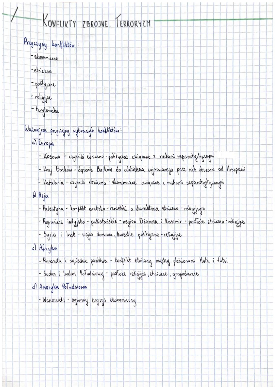 /
KONFLIKTY ZBROJNE TERRORYZM
Przyczyny konfliktów:
-ekonomiczne
Fetniczne
-polityczne
- religijne
- terytoriame
Ważniejsze przyczyny wybran