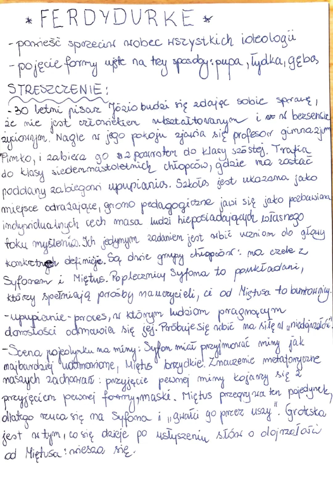 Ferdydurke - szczegółowe i krótkie streszczenie, bohaterowie i najważniejsze informacje