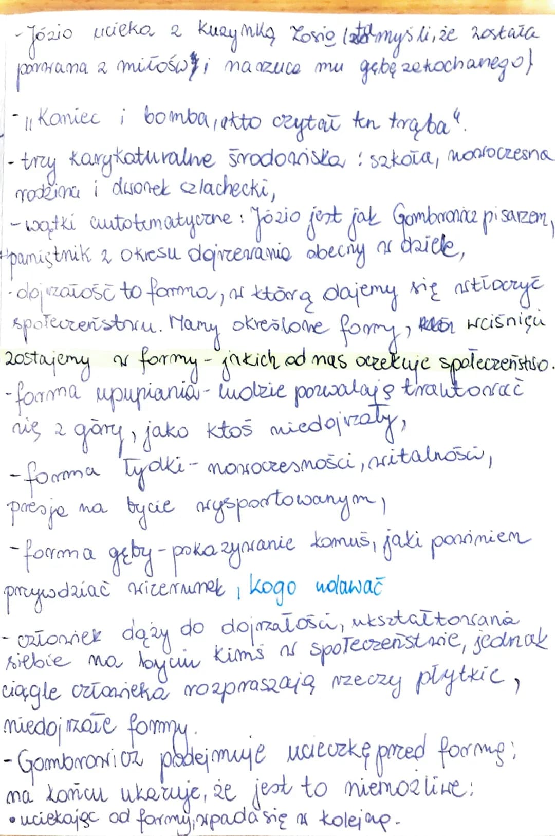 FERDYDURKE *
-powieść sprzecin wobec wszystkich ideologi
-pojęcie formy upte na tey spaciday: pupa, łydka, gebas
STRESZCZENIE:
-30 betni pis