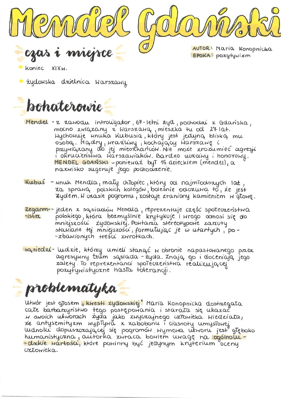 Mendel Gdański - Streszczenie i Opracowanie dla dzieci