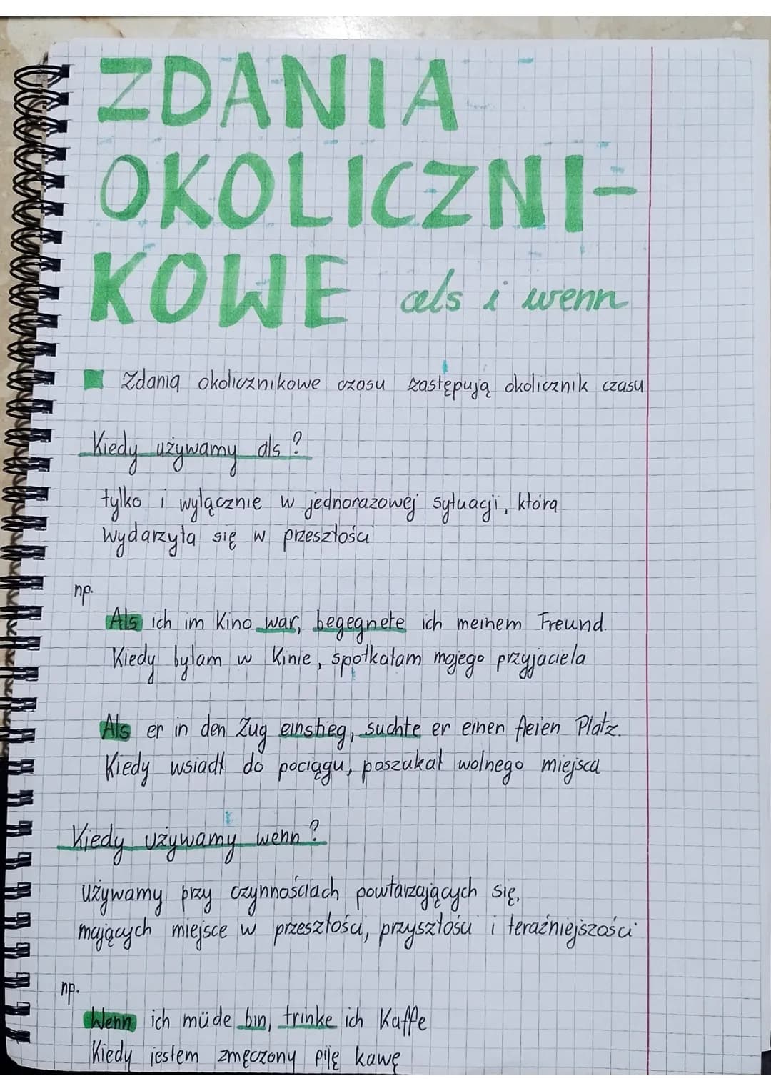 ZDANIA
OKOLICZNI-
KOWE als i wenn
Zdania okolicznikowe czasu zastępują okolicznik czasu.
Kiedy używamy als ?
1
tylko i wyłącznie w jednorazo