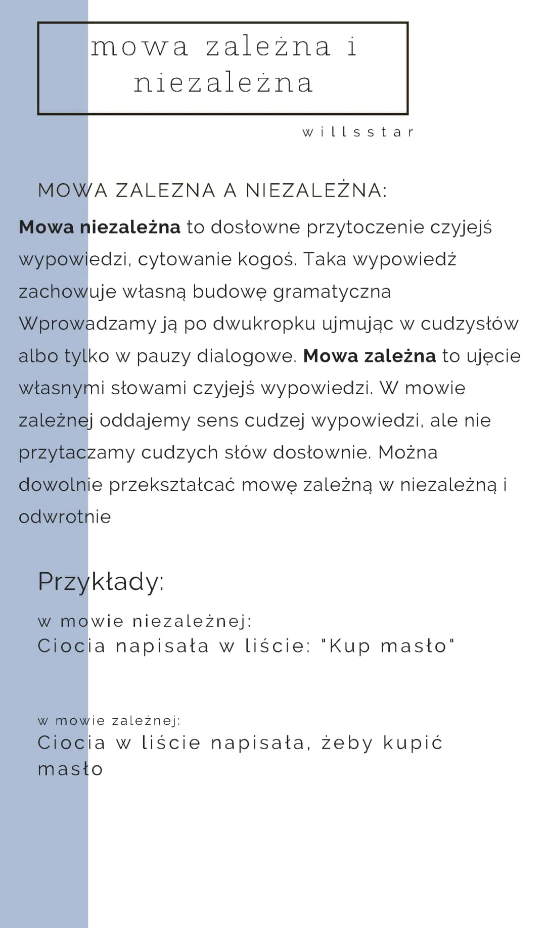 Mowa zależna i niezależna - przykłady, ćwiczenia i zasady cytowania tekstów w klasie 7