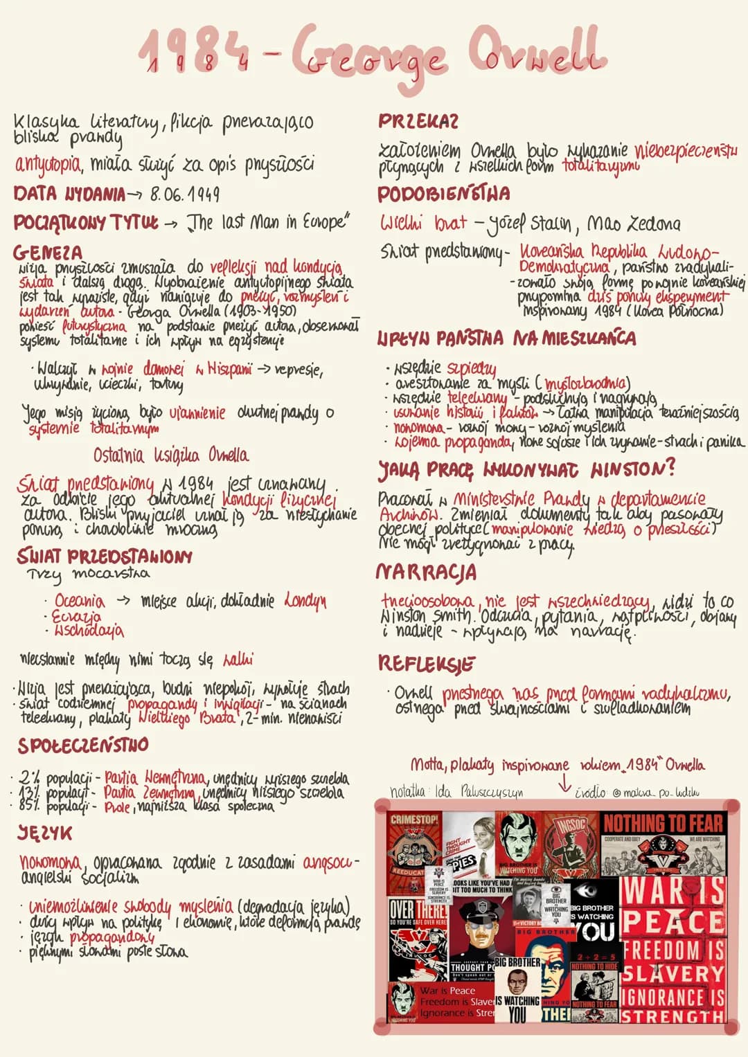 1984-George Orwell
Klasyka literatury, fikcja pnevaza/aco
blisha prawdy
antyutopia, miała służyć za opis physłości
DATA WYDANIA 8.06.1949
PO