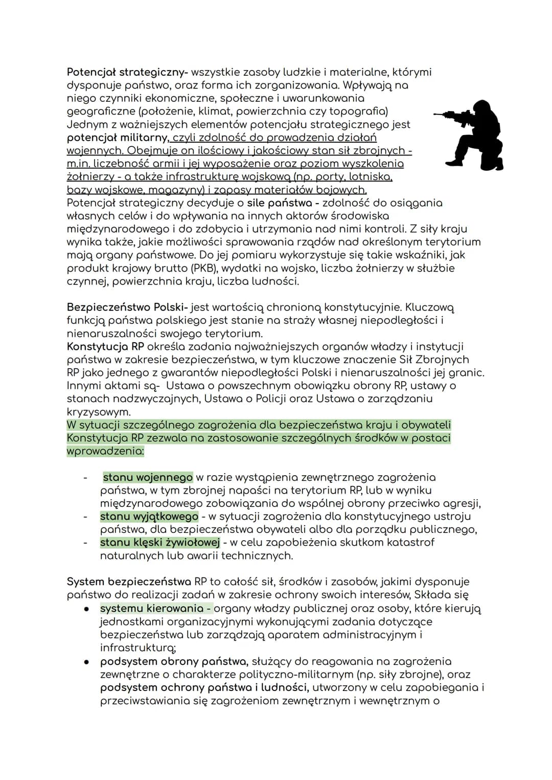 1.
Bezpieczenstwo panstwa
Bezpieczeństwo:
stan spokoju wynikający z braku zagrożeń i ryzyka utraty czegoś
cennego (np. zdrowia, dóbr materia