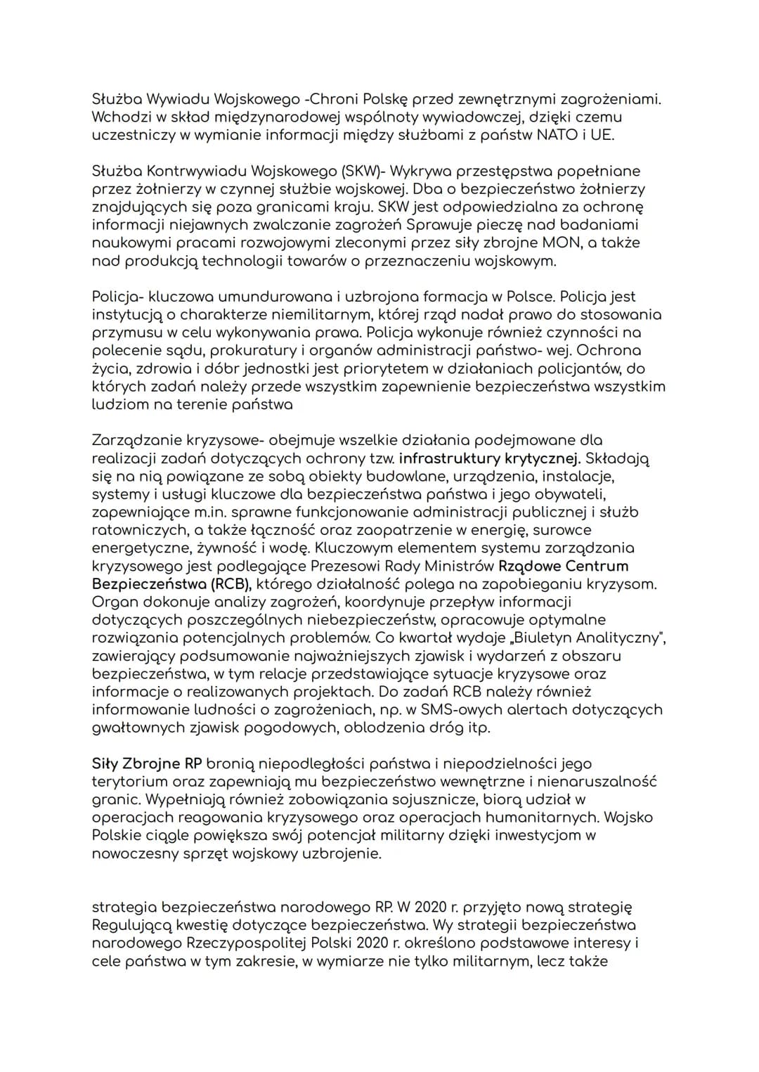 1.
Bezpieczenstwo panstwa
Bezpieczeństwo:
stan spokoju wynikający z braku zagrożeń i ryzyka utraty czegoś
cennego (np. zdrowia, dóbr materia