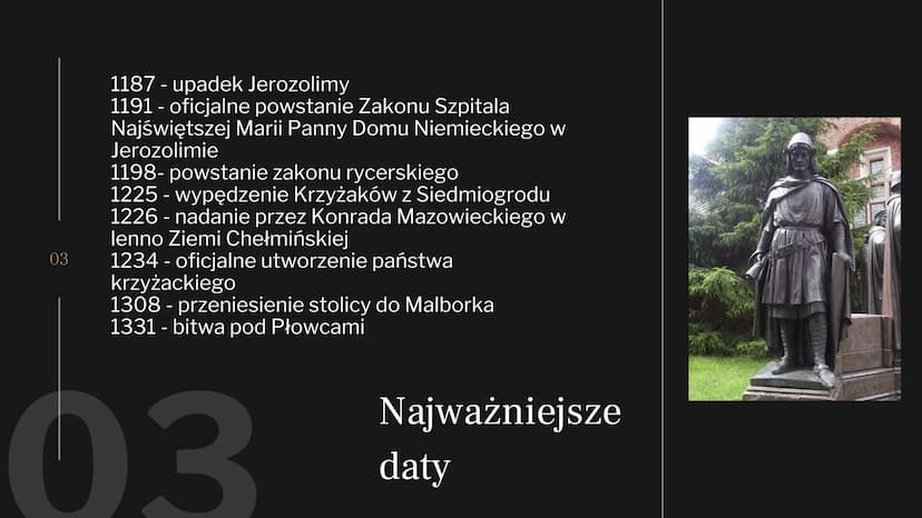 Zakon
krzyżacki
Aleksandra
Charchut
01 02
Jak powstał Zakon
Krzyżacki?
Początki działalności Krzyżaków
nie są jasne. Ostatnie badania
rzucaj