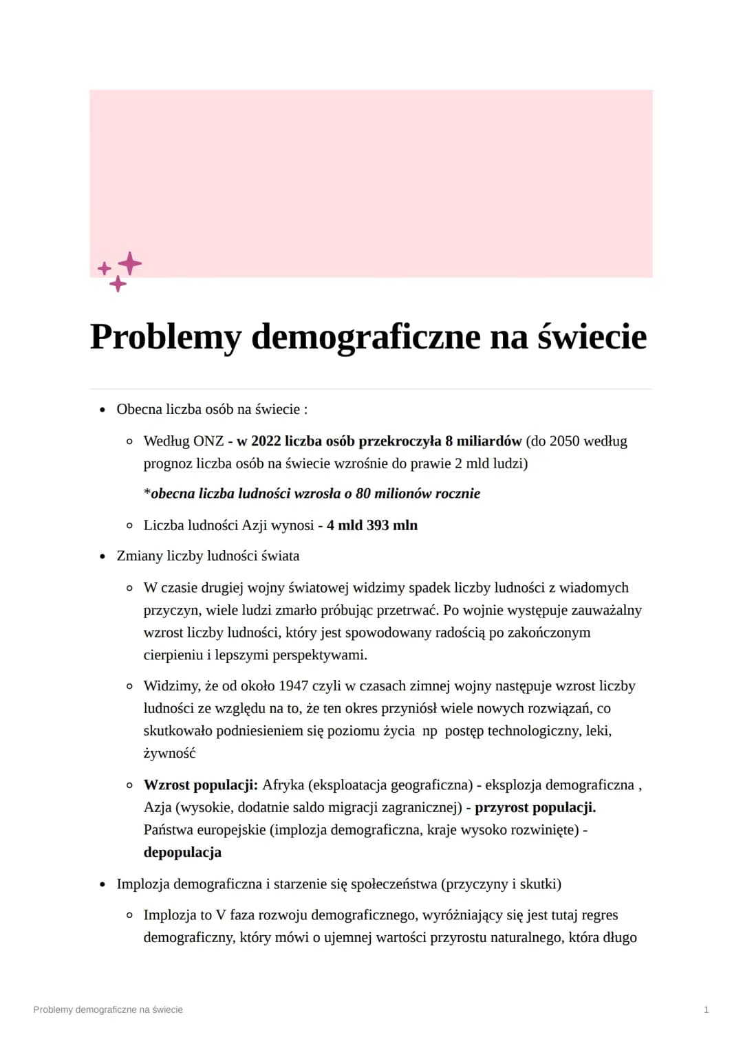 Problemy demograficzne na świecie