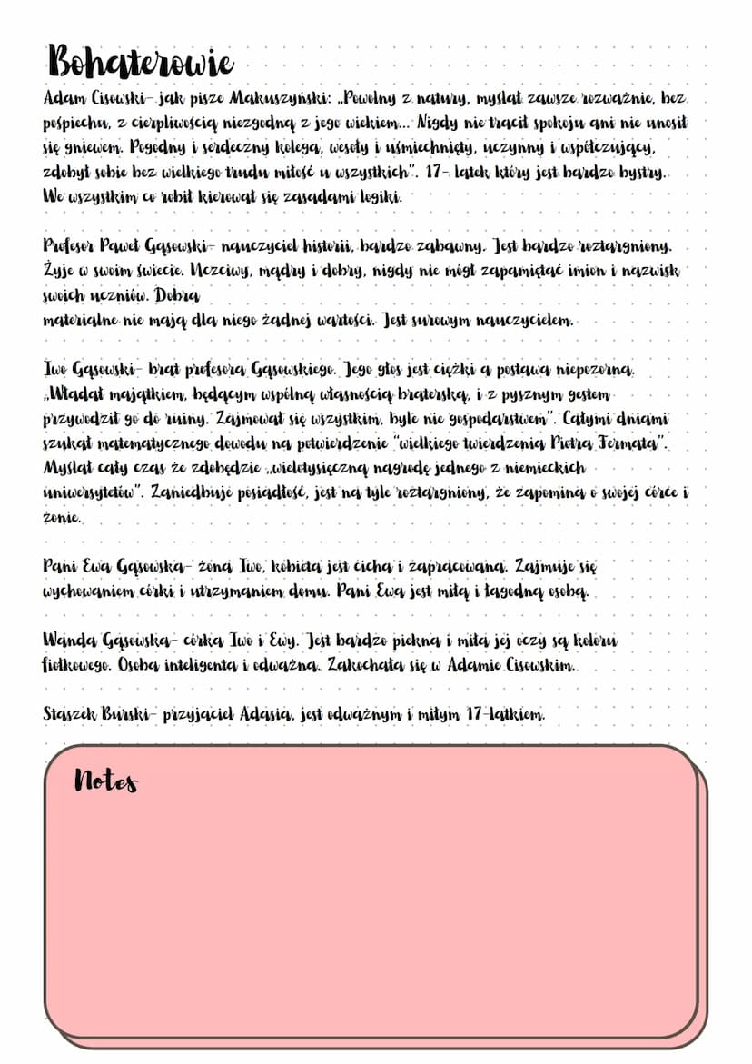 Szatan & 7 klasy
વા
પ
@notatkowy.swiat
Streszczenie
Adam lisowski jest ucziem Warszawskiego gimnazjum. Slyric z
detektywistycznych umiejetno