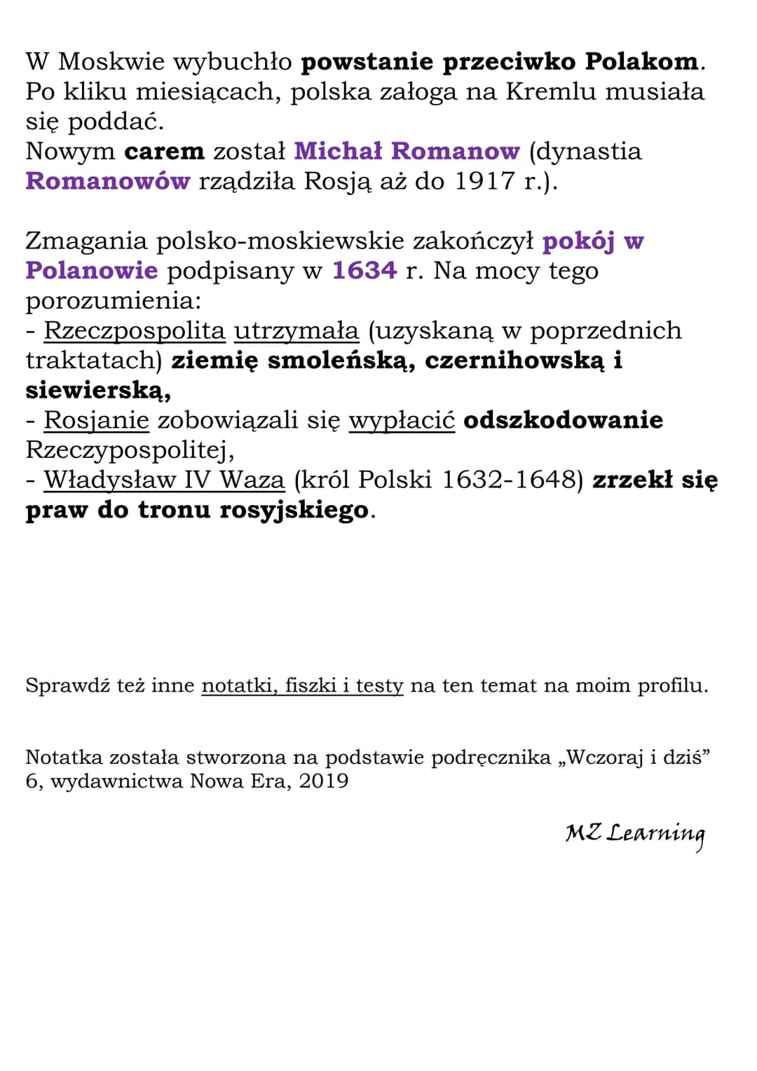 Wojny z Rosją (wiek XVII)
Car Rosji Iwan Groźny:
- dążył do uzyskania dostępu do Morza Bałtyckiego, by
rozwijać handel morski,
- zagarnął pr