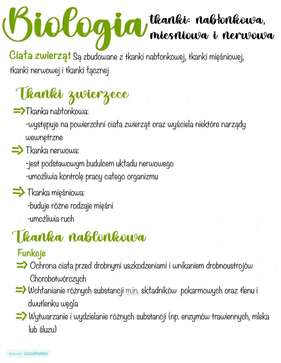 Tkanki: nabłonkowa, mięśniowa i nerwowa