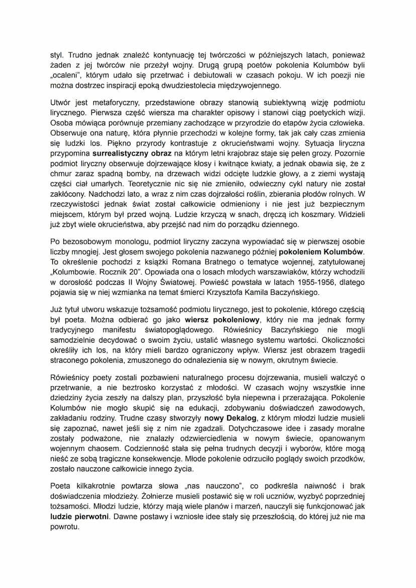 Krzysztof Kamil Baczyński
Wybrane utwory
Przypowieść
Wiersz Krzysztofa Kamila Baczyńskiego „Przypowieść" powstał w listopadzie 1941 roku i
z
