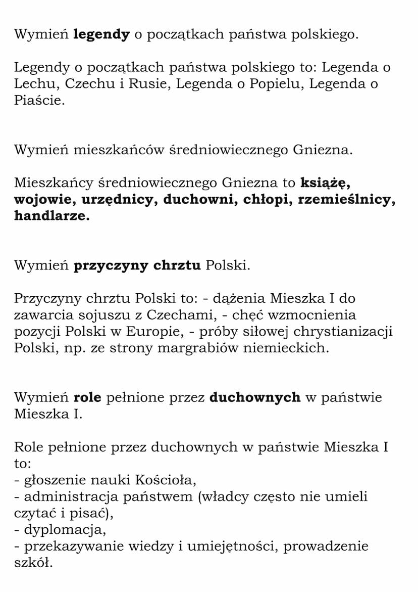Mieszko I
(Dział Polska Piastów)
Fiszki
Wyjaśnij znaczenie pojęcia legenda.
Legenda to opowieść dotycząca życia bohaterów,
świętych bądź wyd