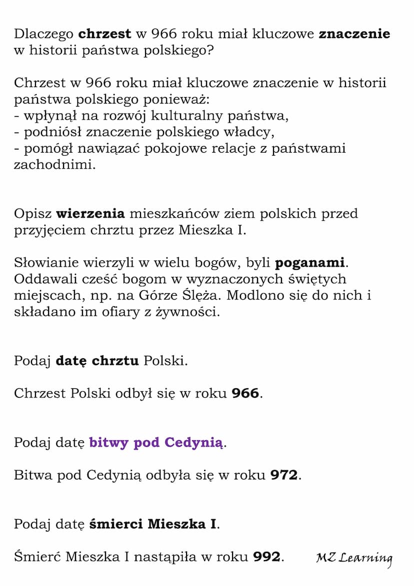 Mieszko I
(Dział Polska Piastów)
Fiszki
Wyjaśnij znaczenie pojęcia legenda.
Legenda to opowieść dotycząca życia bohaterów,
świętych bądź wyd