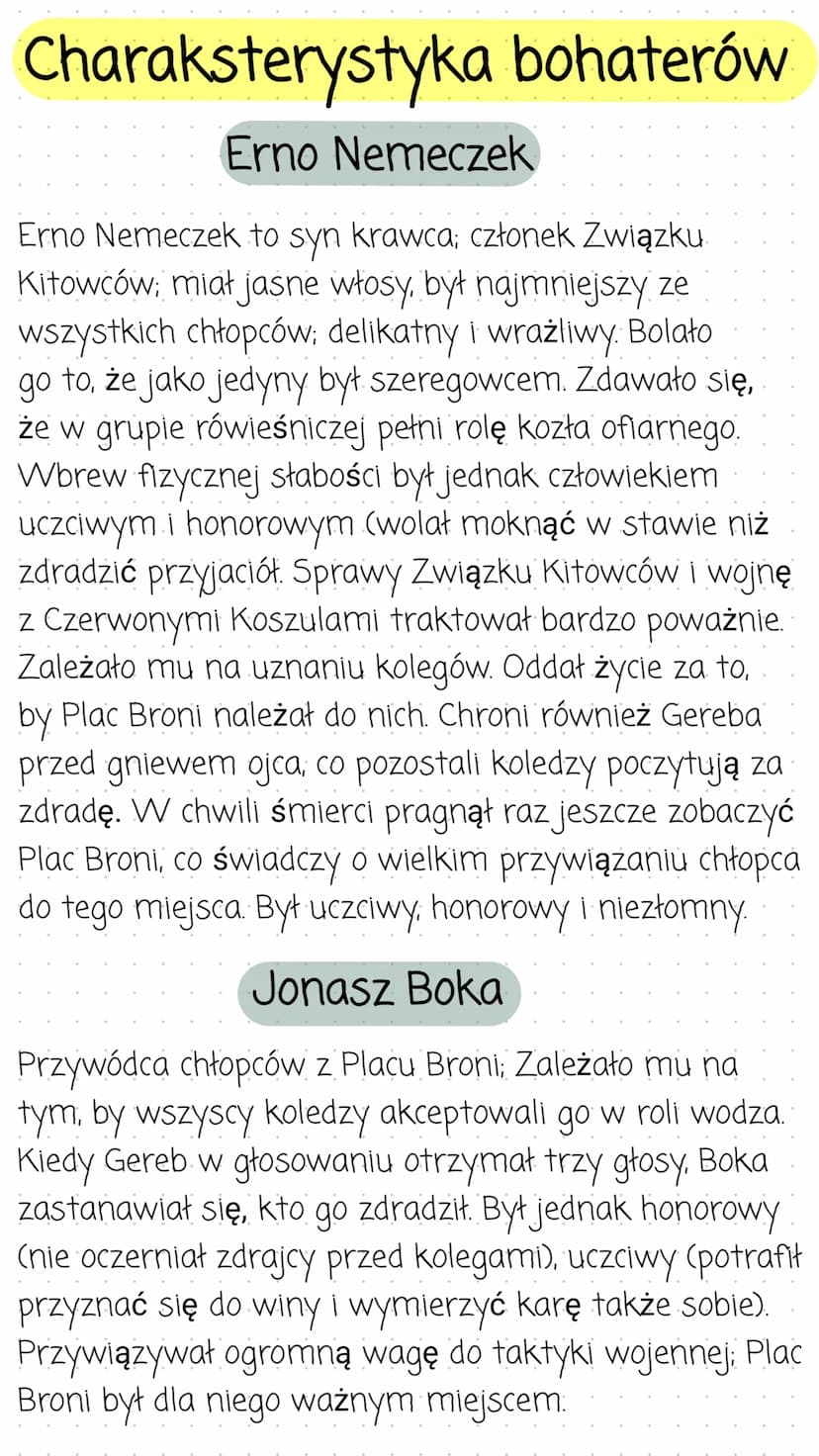 Chłopcy z Placu Broni
Streszczenie
W pewien marcowy dzień uczniowie czekają na zakończenie
lekcji. Jeden z nich, Czonakosz przekazuje przez 