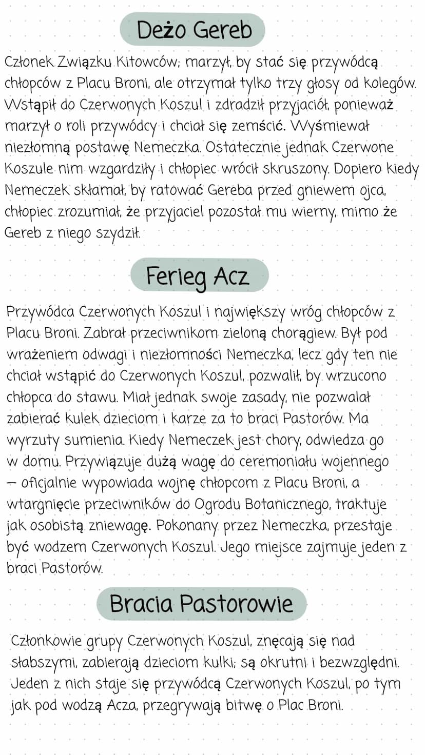 Chłopcy z Placu Broni
Streszczenie
W pewien marcowy dzień uczniowie czekają na zakończenie
lekcji. Jeden z nich, Czonakosz przekazuje przez 