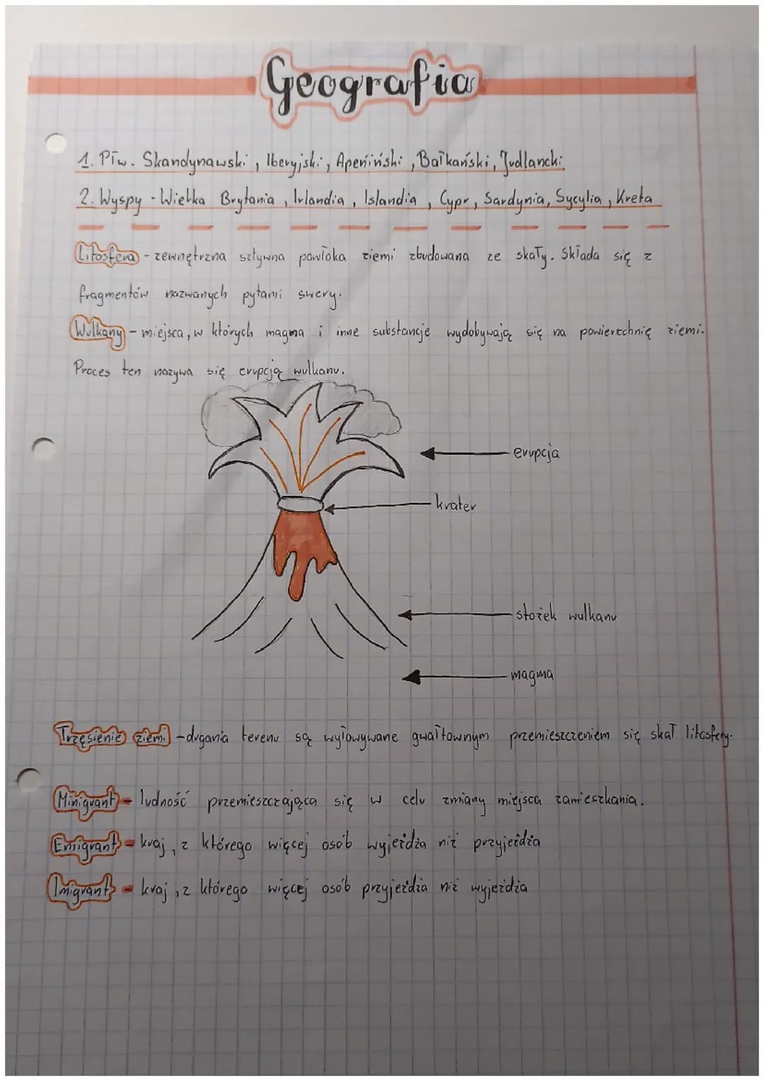 Wulkany i trzęsienia ziemi na Islandii + półwyspy i wyspy + imigranci i emigranci