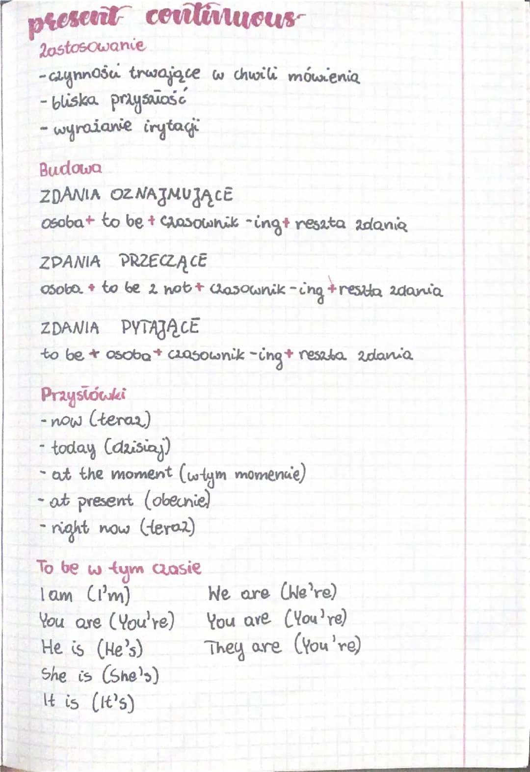 present simple
Zastosowanie
-regularne czynności, rutyny
-fakty ogólne, prawa natury
harmonogramy
Budowa
ZDANIA OZNAJMUJĄCE
osoba + przysłów