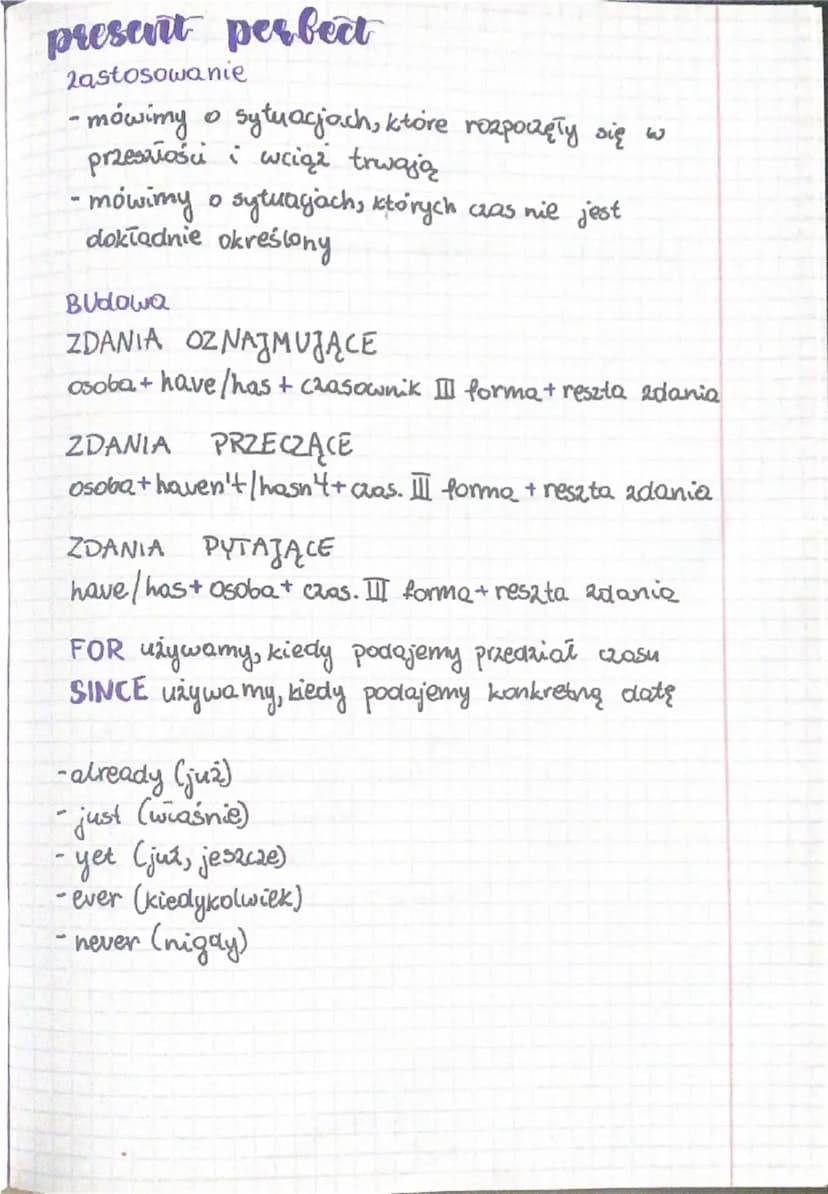 present simple
Zastosowanie
-regularne czynności, rutyny
-fakty ogólne, prawa natury
harmonogramy
Budowa
ZDANIA OZNAJMUJĄCE
osoba + przysłów