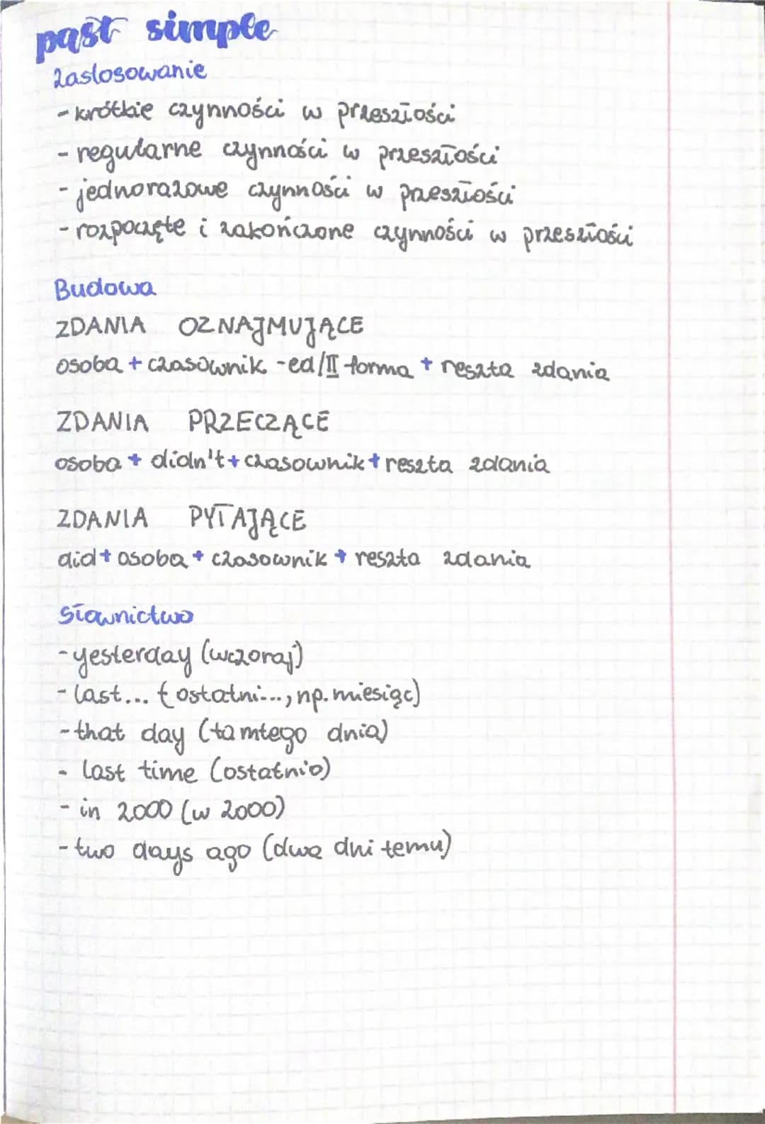 present simple
Zastosowanie
-regularne czynności, rutyny
-fakty ogólne, prawa natury
harmonogramy
Budowa
ZDANIA OZNAJMUJĄCE
osoba + przysłów