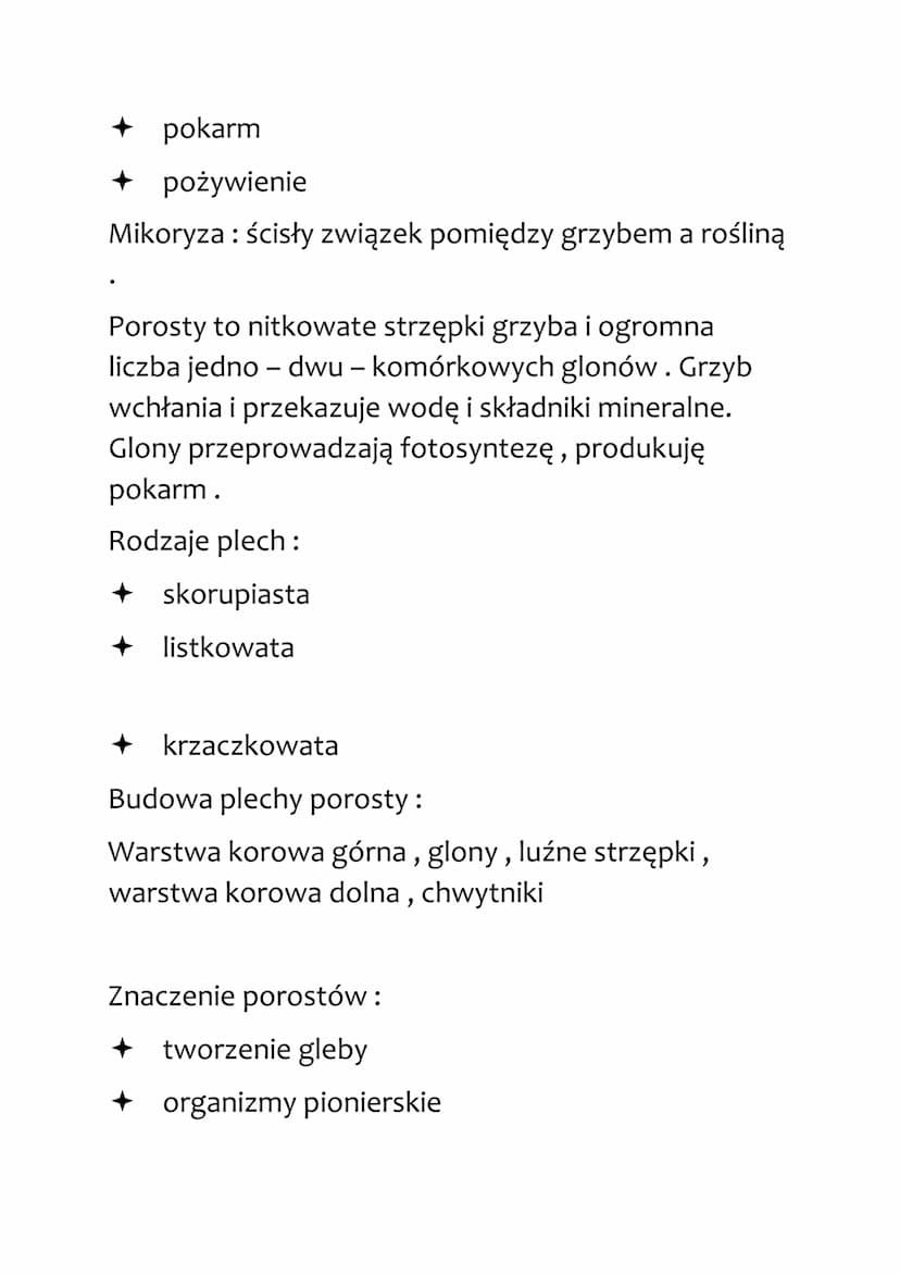 GRZYBY I POROSTY
Grzyby - występują powszechnie na kuli ziemskiej.
Budowa grzyba:
jednokomórkowe - (drożdże), pozostałe
składają się z nitko