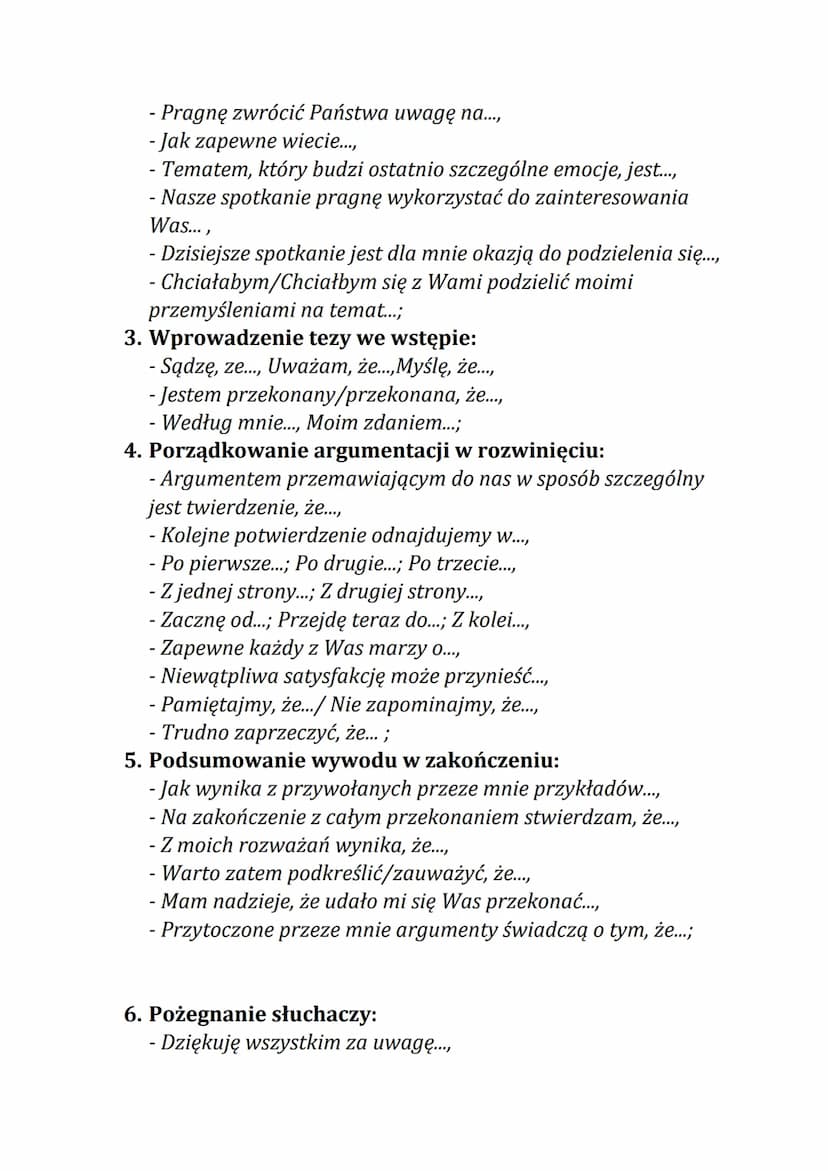 Przemówienie
Przemówienie - oficjalna wypowiedź przygotowana na określoną
okoliczność i skierowana do dużej grupy odbiorców. Celem
przemówie