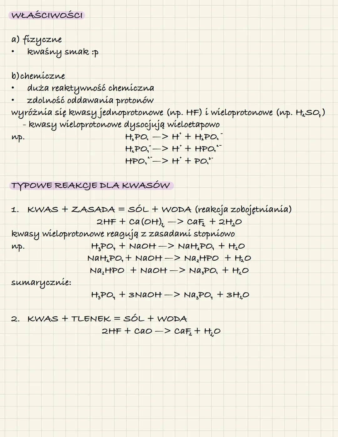 3. Kwasy
NAZEWNICTWO I WZORY
up.
Wzór sumaryczny
kwasu
HF
HCI
H₂S
HCN
HCIO
HCIO2
H3PO4
H₂SO2
H₂SO4
H₂CO3
H4SiO4
HNO3
H₂MnO4
HMnO4
H₂CRO4
Naz