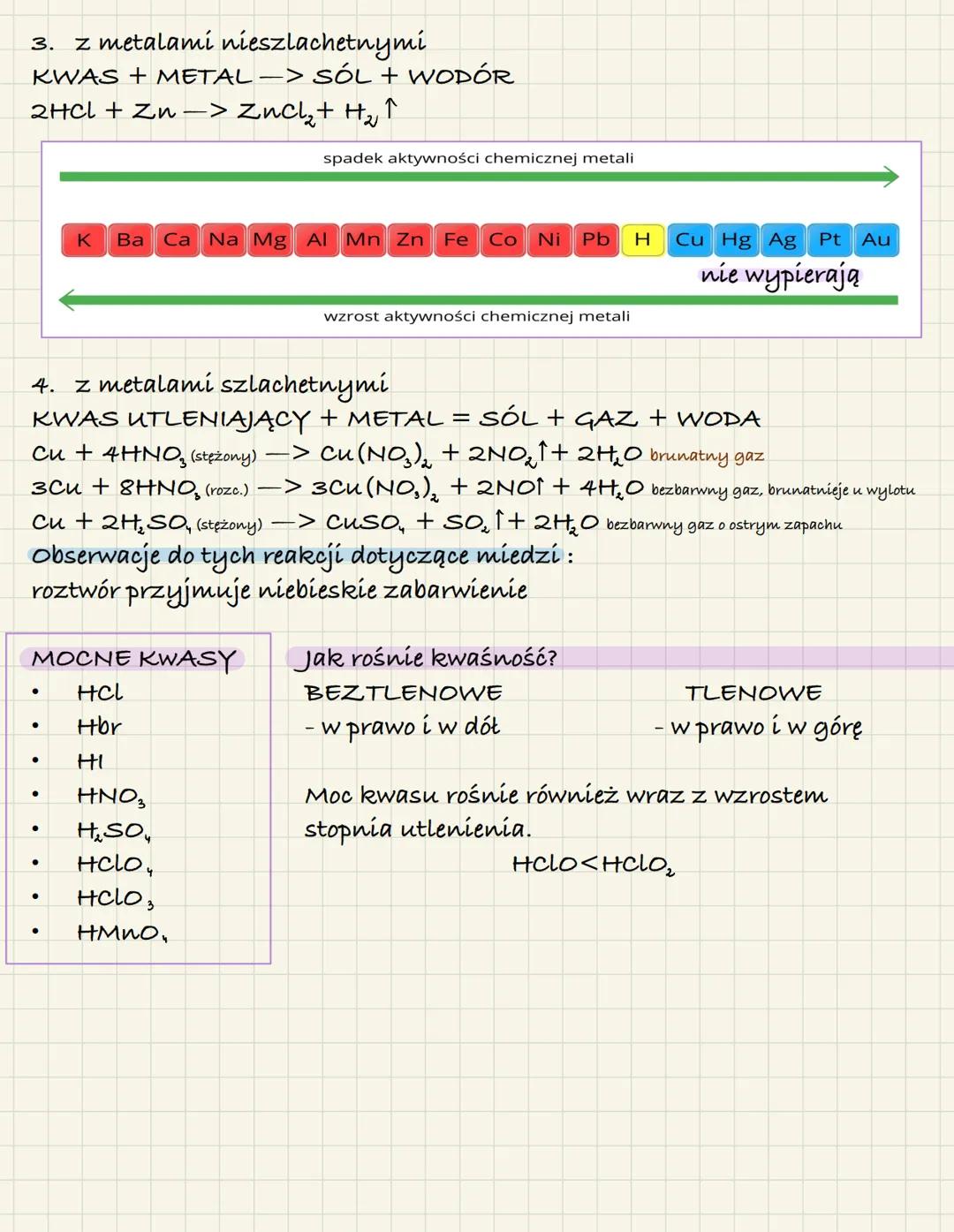 3. Kwasy
NAZEWNICTWO I WZORY
up.
Wzór sumaryczny
kwasu
HF
HCI
H₂S
HCN
HCIO
HCIO2
H3PO4
H₂SO2
H₂SO4
H₂CO3
H4SiO4
HNO3
H₂MnO4
HMnO4
H₂CRO4
Naz