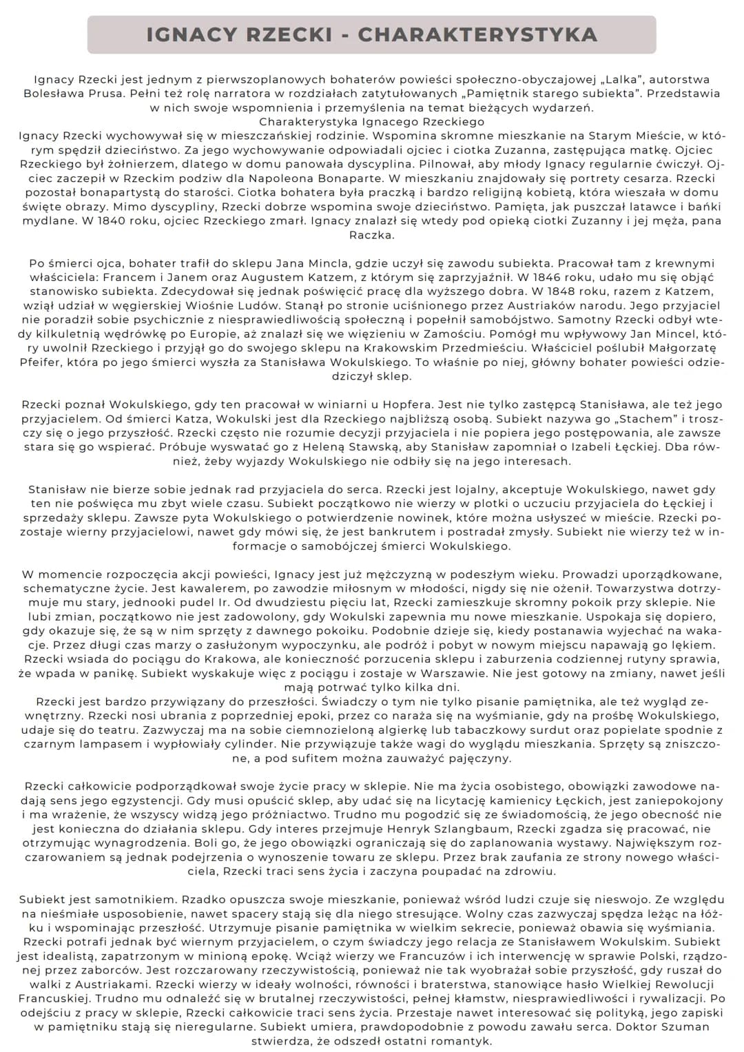 Lalka
BOLESŁAW
PRUS "Lalka"
BOLESŁAW PRUS
TROCHĘ O AUTORZE
Bolesław Prus, a właściwie Aleksander Głowacki, żył w latach 1847-1912.
Pochodził