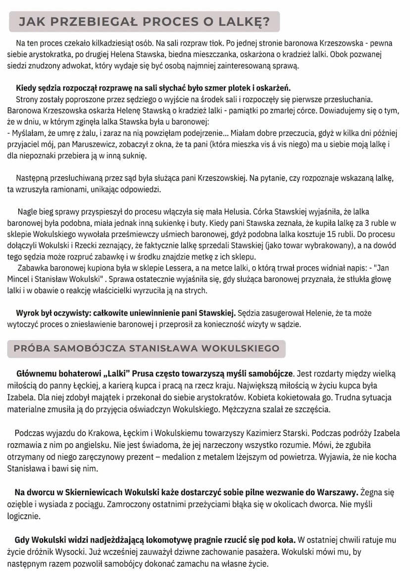 Lalka
BOLESŁAW
PRUS "Lalka"
BOLESŁAW PRUS
TROCHĘ O AUTORZE
Bolesław Prus, a właściwie Aleksander Głowacki, żył w latach 1847-1912.
Pochodził