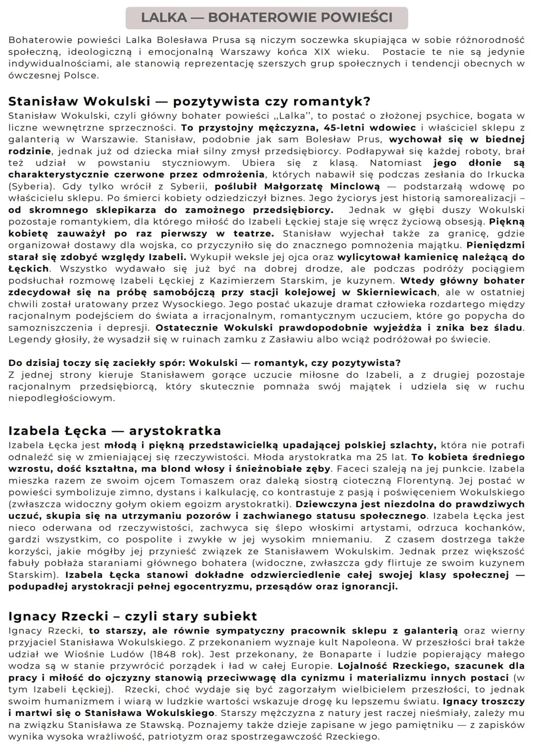 Lalka
BOLESŁAW
PRUS "Lalka"
BOLESŁAW PRUS
TROCHĘ O AUTORZE
Bolesław Prus, a właściwie Aleksander Głowacki, żył w latach 1847-1912.
Pochodził