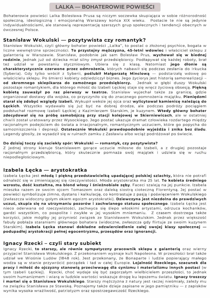 Lalka
BOLESŁAW
PRUS "Lalka"
BOLESŁAW PRUS
TROCHĘ O AUTORZE
Bolesław Prus, a właściwie Aleksander Głowacki, żył w latach 1847-1912.
Pochodził