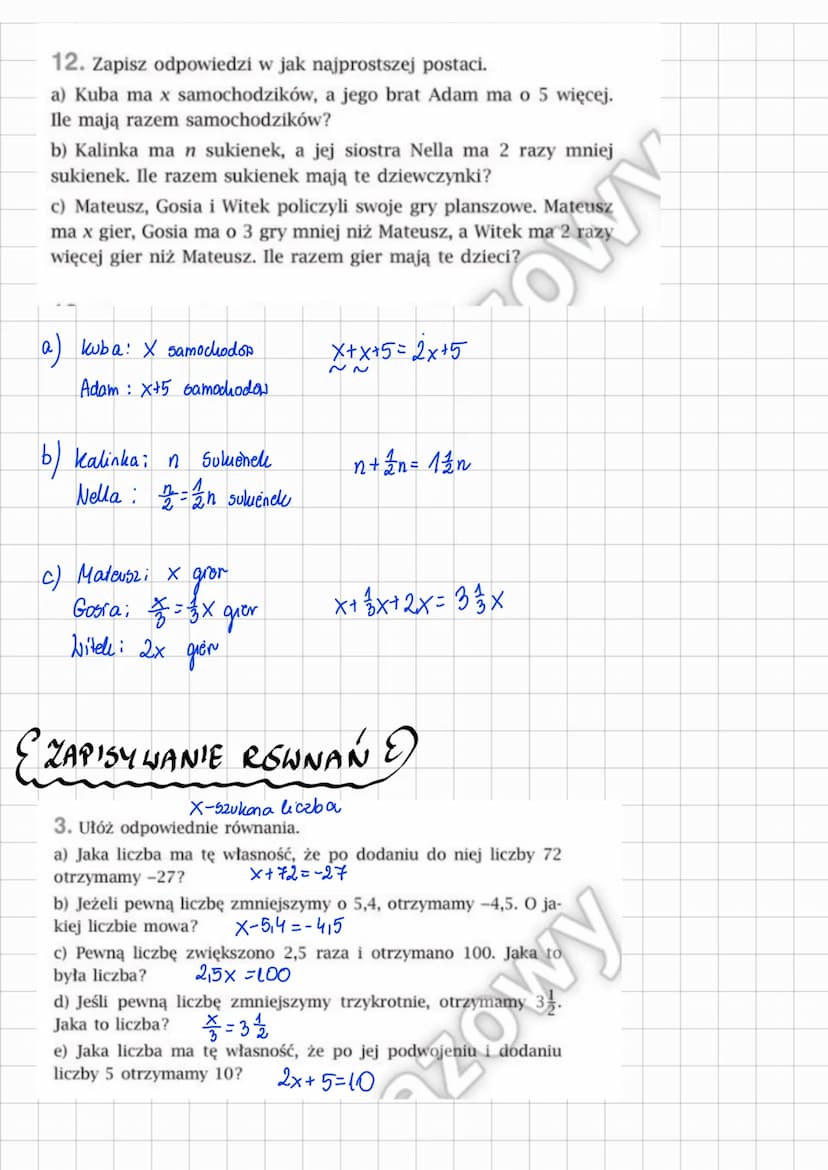 ROZNIĄZYNANIE RÓWNAŃ E
ROZWIĄZAĆ RÓWNANIE -2naczy znaleźć
to równania
Rozwiązując rownania
równania aby ostatecznie
Ⓒ
(3
X+2=6 -2
G
X+2-2=6-