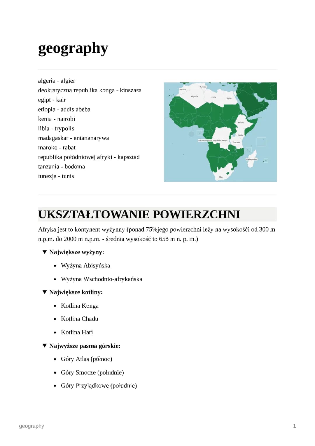 Środowisko przyrodnicze Afryki