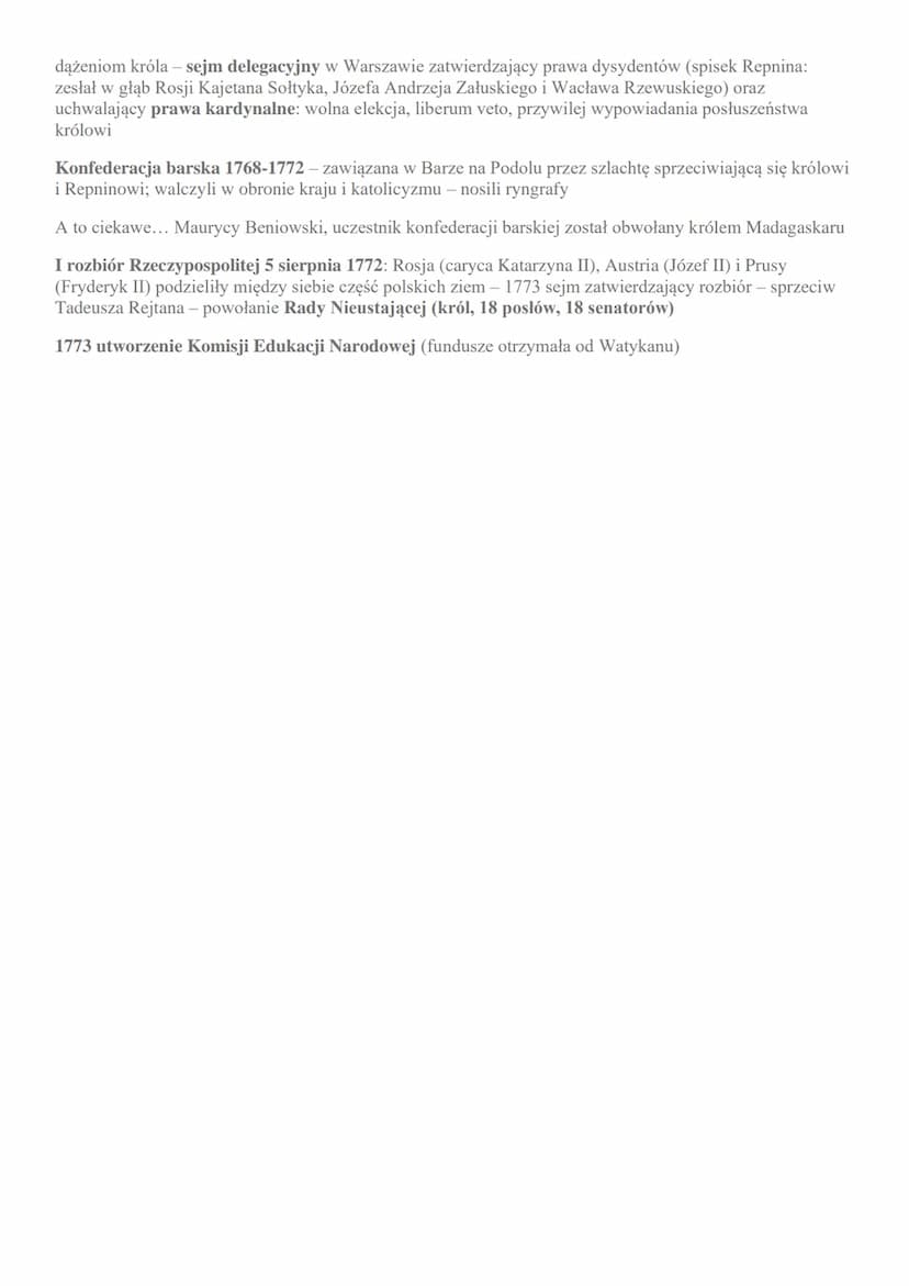 1572 - śmierć Zygmunta Augusta; początek bezkrólewia w Rzeczpospolitej; najwyższa władza państwa w
rękach interreksa (został nim biskup gnie