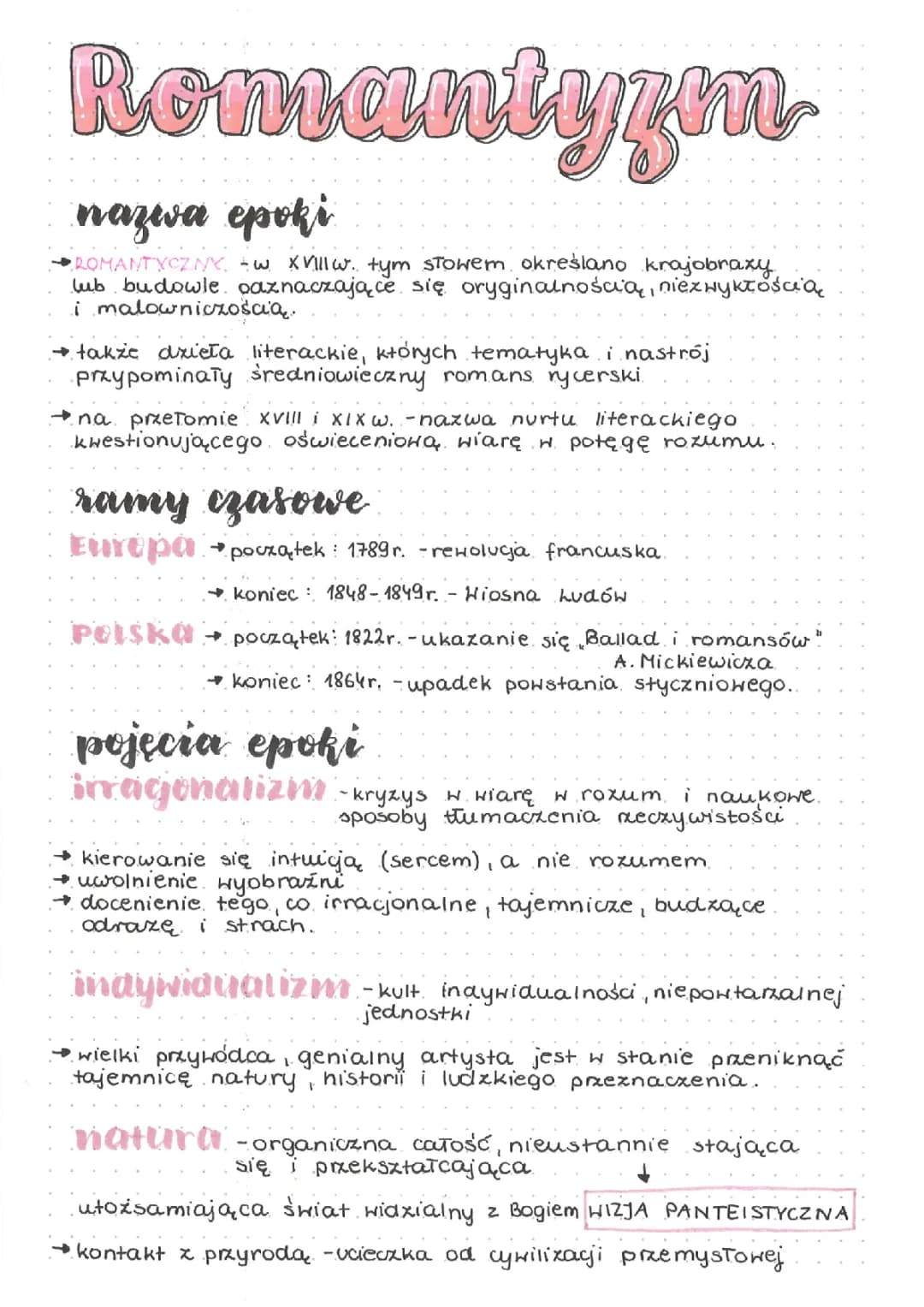 Romantyzm Notatka PDF - Najważniejsze Informacje i Cechy