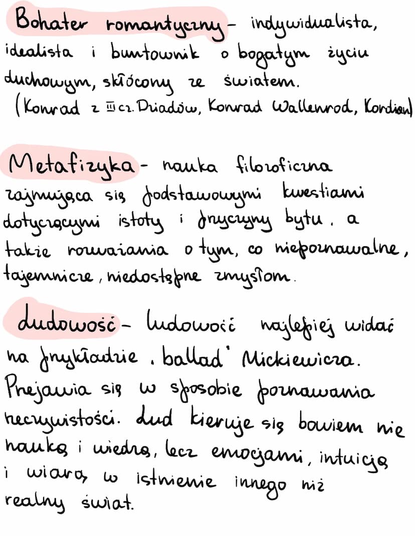 Romantyzm XVIII-XIX
Glówne poscia i idee:
Mesjanizm- wiara w to, że jednostka albo
naród ma jakąś wielką misję do spełnienia.
Hasto głoszone