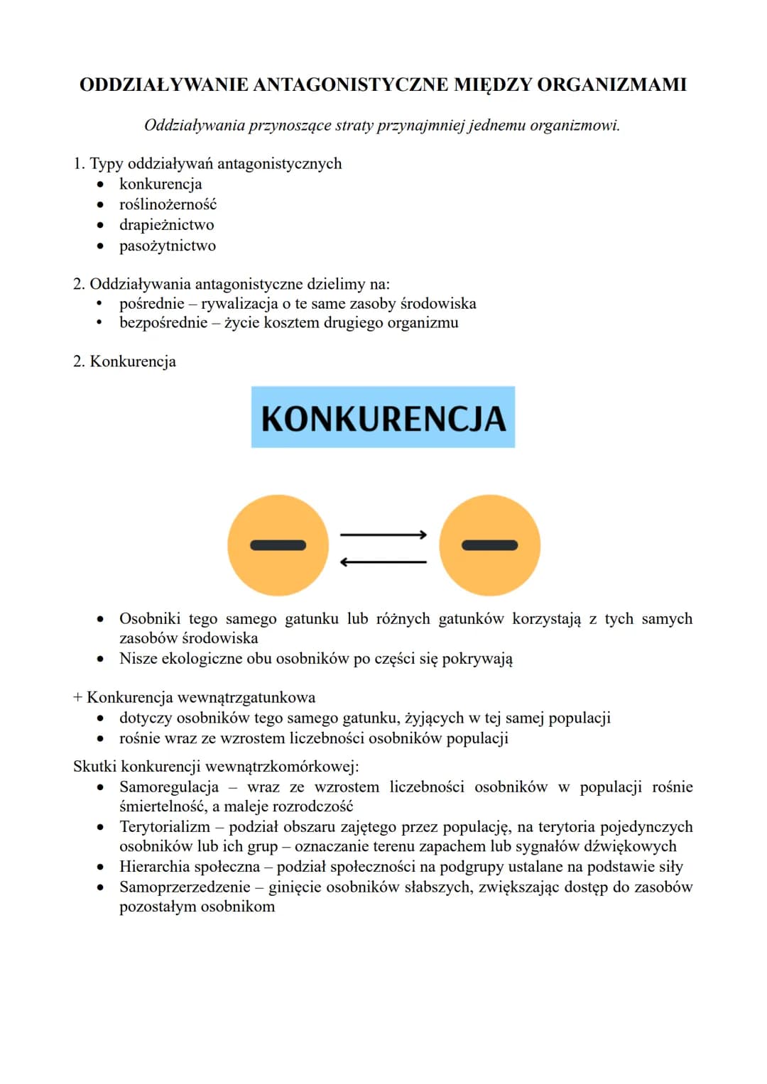 ODDZIAŁYWANIE ANTAGONISTYCZNE MIĘDZY ORGANIZMAMI
Oddziaływania przynoszące straty przynajmniej jednemu organizmowi.
1. Typy oddziaływań anta