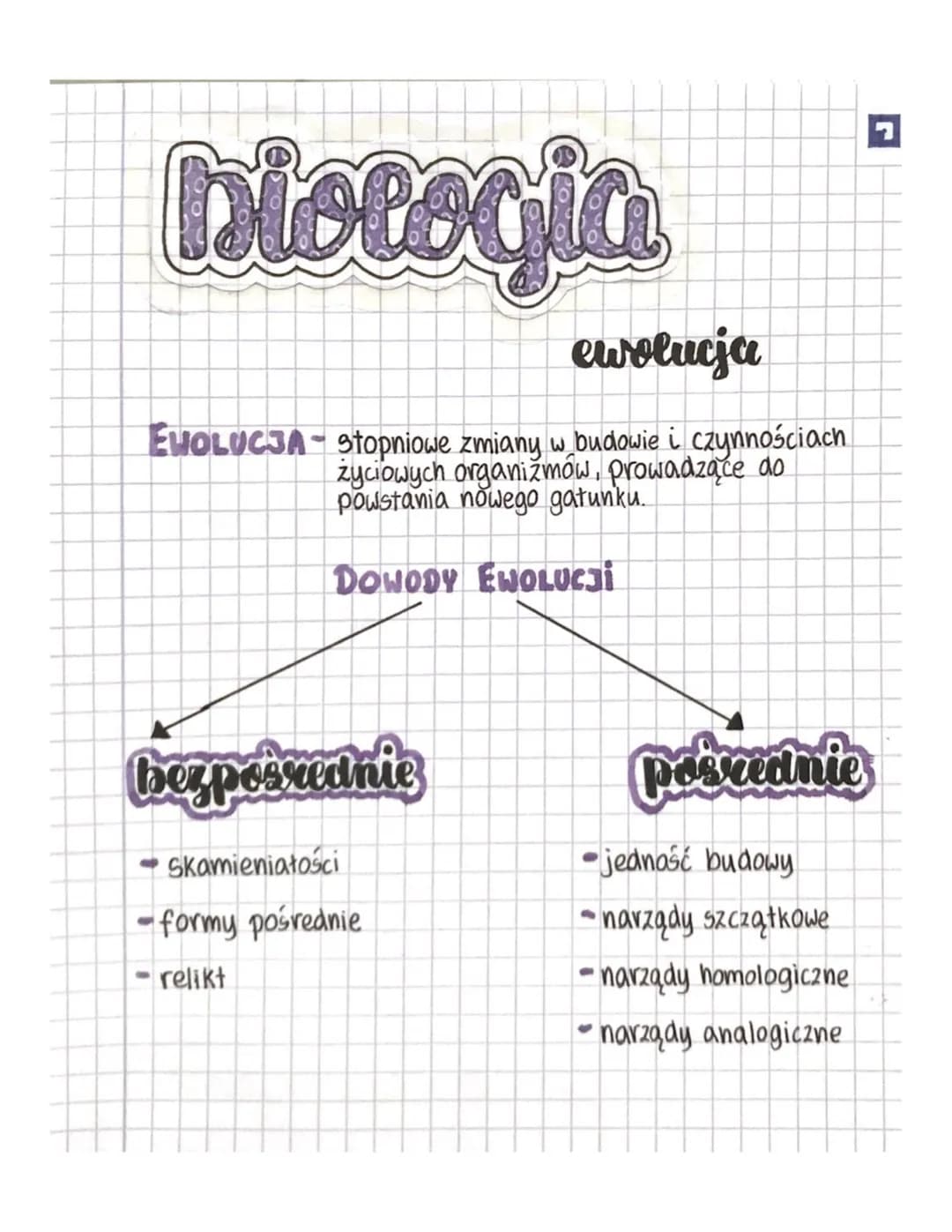 biotocia
ewolucja
EVOLUCJA-stopniowe zmiany w budowie i czynnościach
zyciowych organizmów, prowadzące do
powstania nowego gatunku.
DOWODY EW