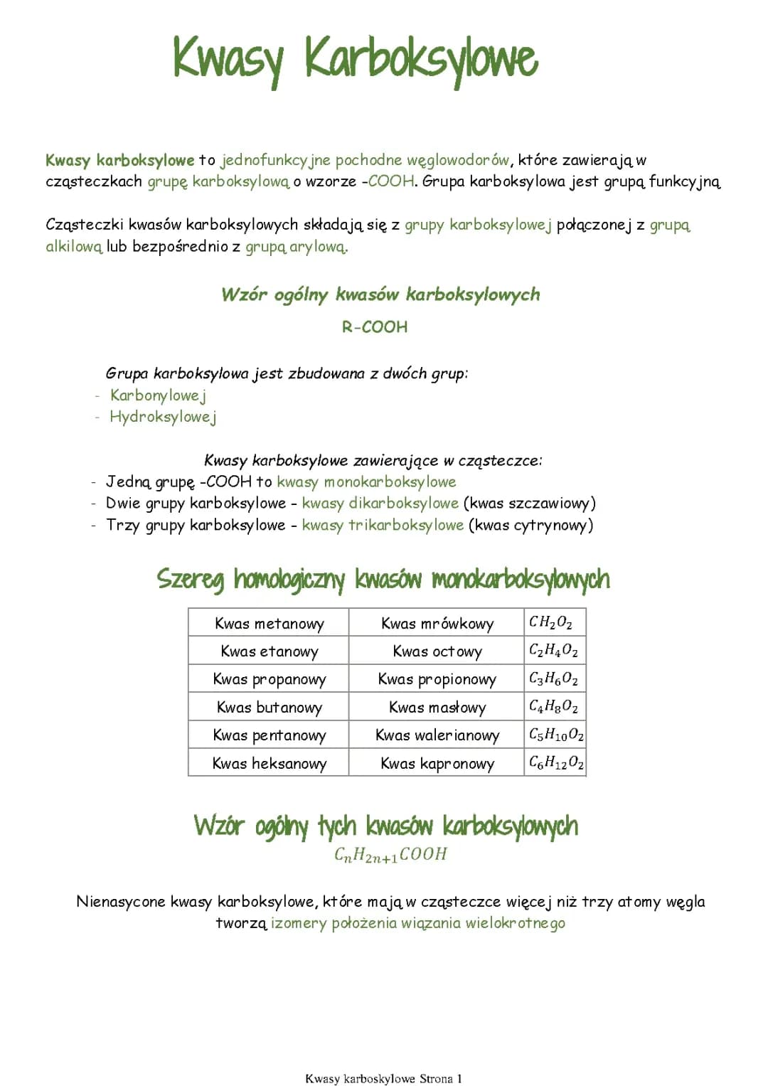 Kwasy karboksylowe chemia