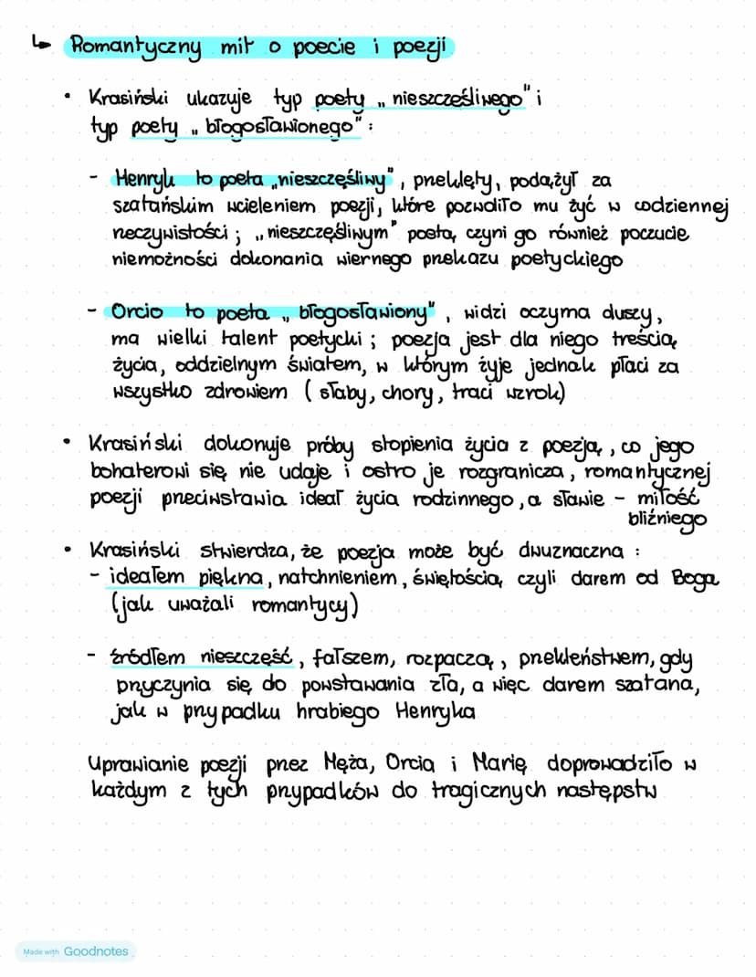 Nie boska
komedia Zygmunt Krasiński
↳ Dramat romantyczny - zerwanie z zasadą trzech jedności,
luźna struktura, pnemieszanie scen realistyczn