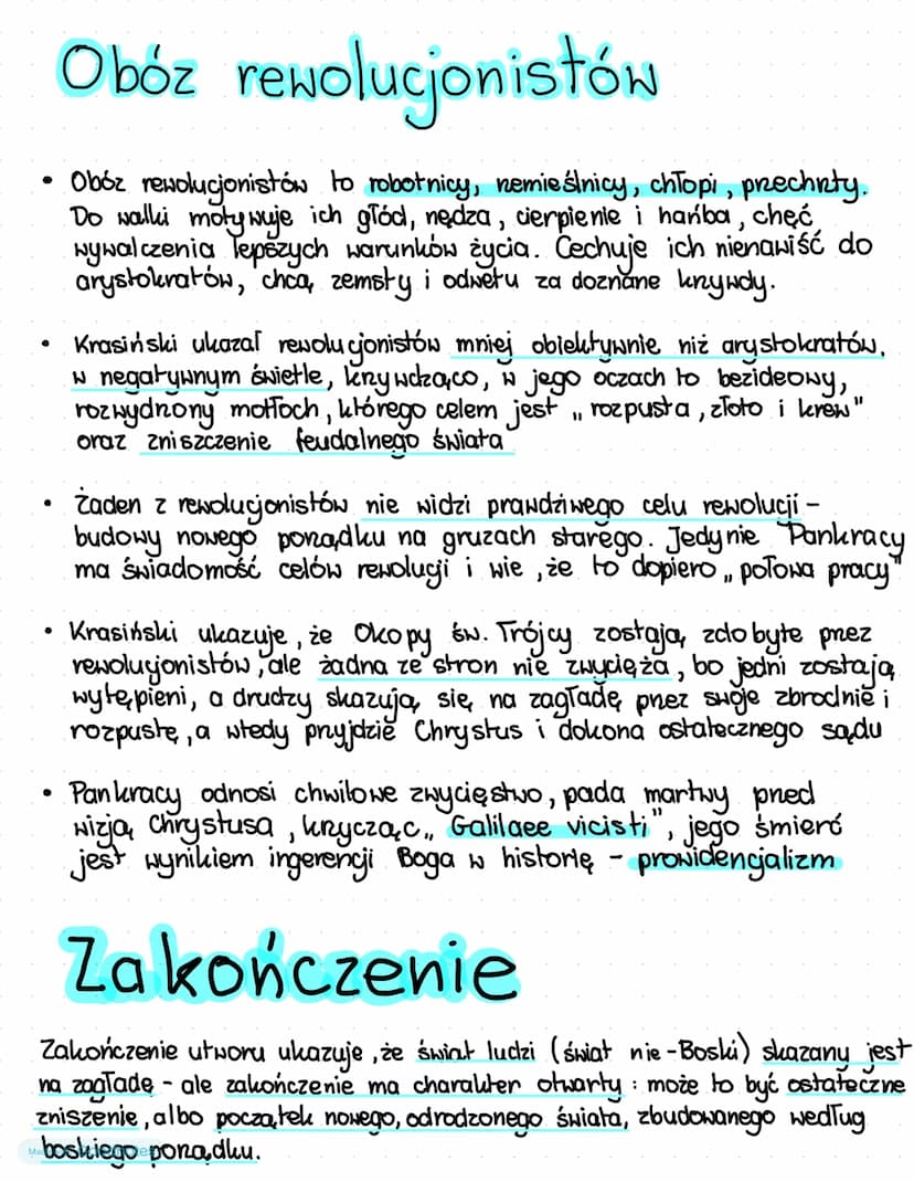 Nie boska
komedia Zygmunt Krasiński
↳ Dramat romantyczny - zerwanie z zasadą trzech jedności,
luźna struktura, pnemieszanie scen realistyczn