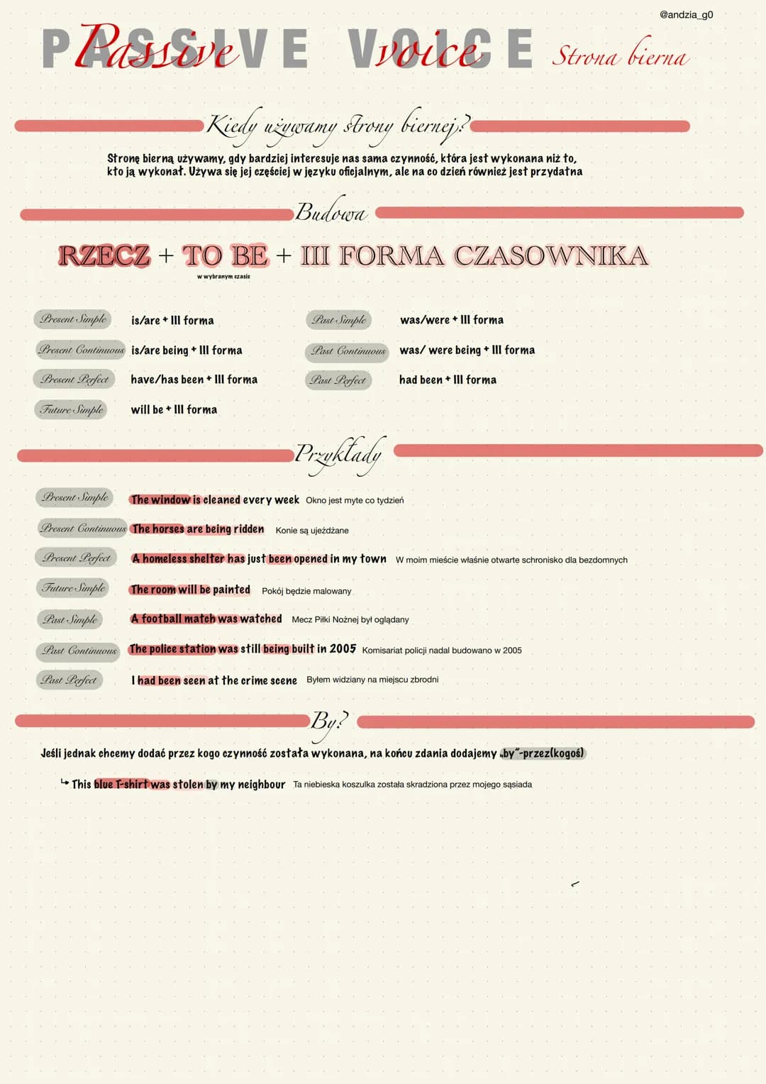 P Passive VE
Kiedy używamy strony biernej?
Strone bierną używamy, gdy bardziej interesuje nas sama czynność, która jest wykonana niż to,
kto