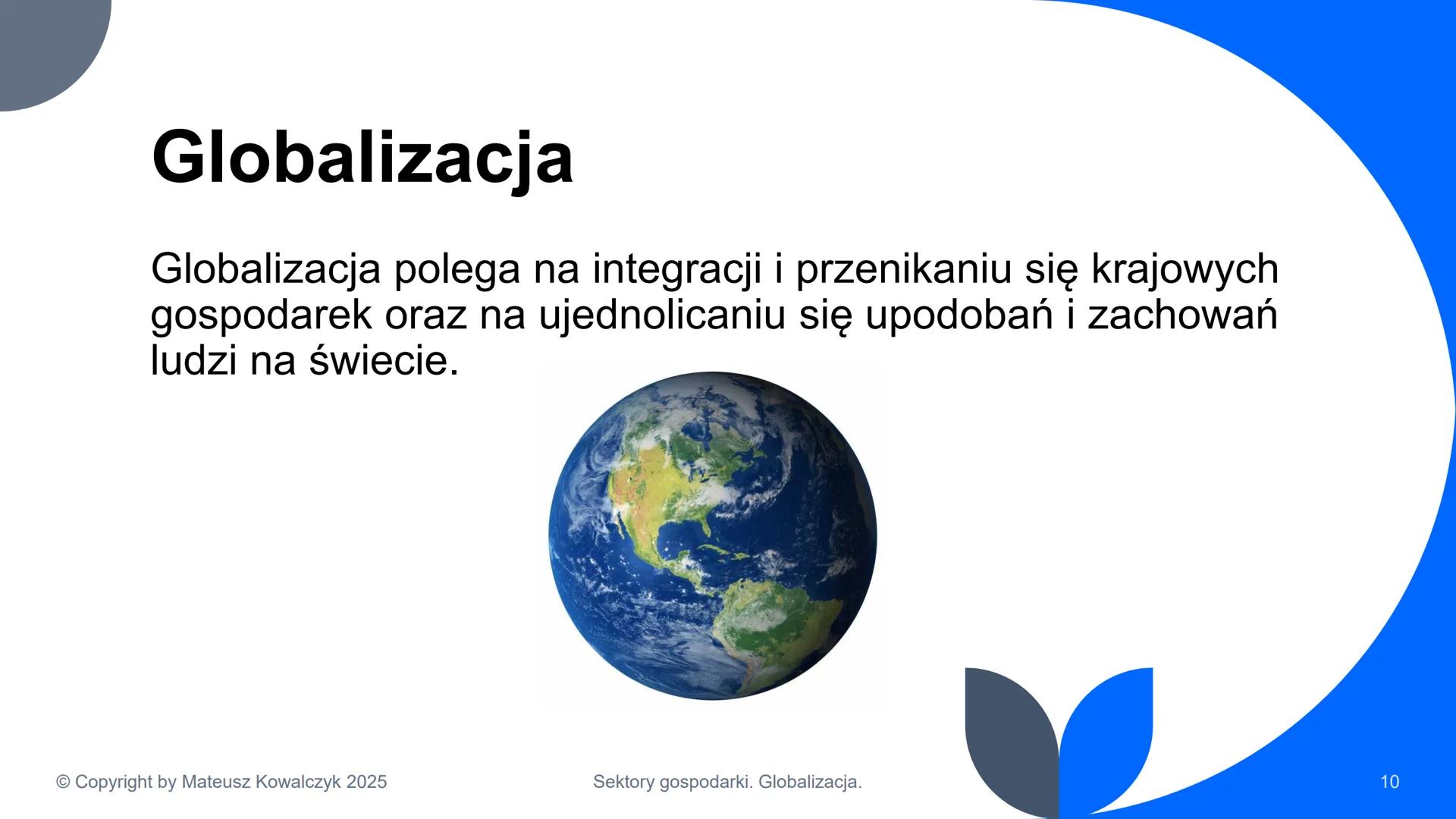 # Sektory gospodarki. Globalizacja.

© Copyright by Mateusz Kowalczyk 2025 # Podział gospodarki na sektory

Rolnictwo

*   Uprawa roślin
*  