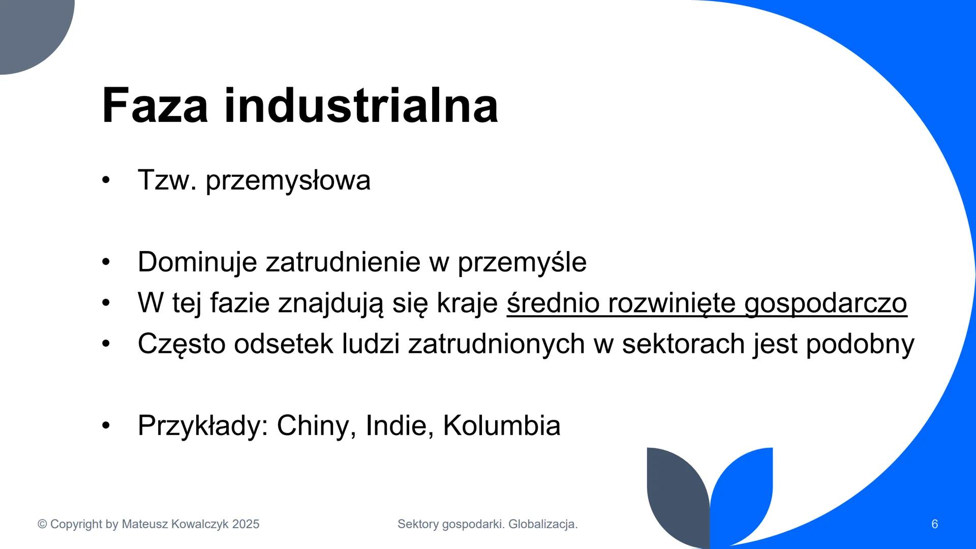 # Sektory gospodarki. Globalizacja.

© Copyright by Mateusz Kowalczyk 2025 # Podział gospodarki na sektory

Rolnictwo

*   Uprawa roślin
*  