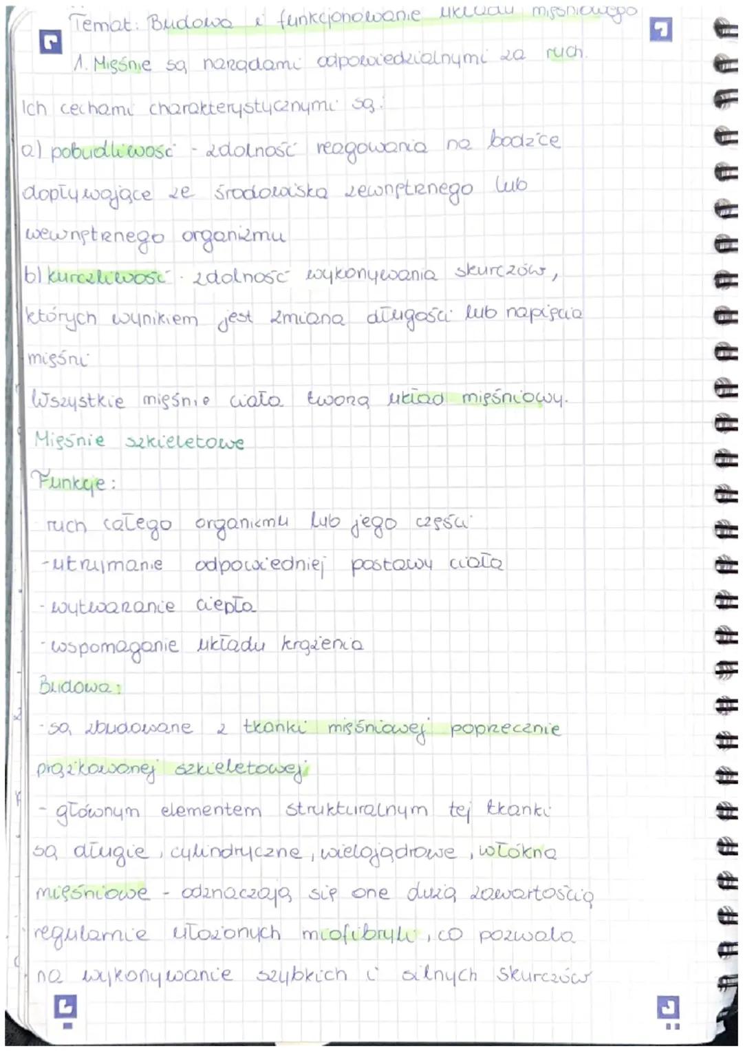 Temat: Budowa i funkcjonowanie Uklway misoniowego
r
1. Mięśnie sa narądami odpowiedzialnymi 20
Ich cechame charakterystycznymi sq. 1
a) pobu