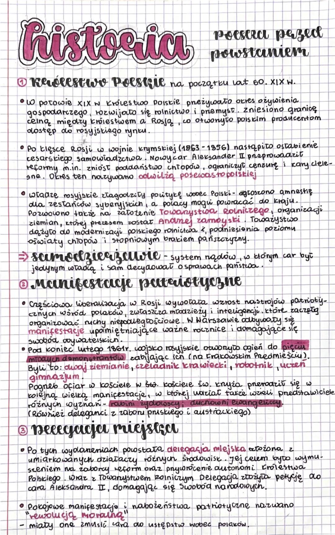 # Polska przed powstaniem

1. **Królestwo Polskie na początku lat 60. XIX w.**

- W połowie XIX w Królestwo Polskie przeżywało okres ożywien