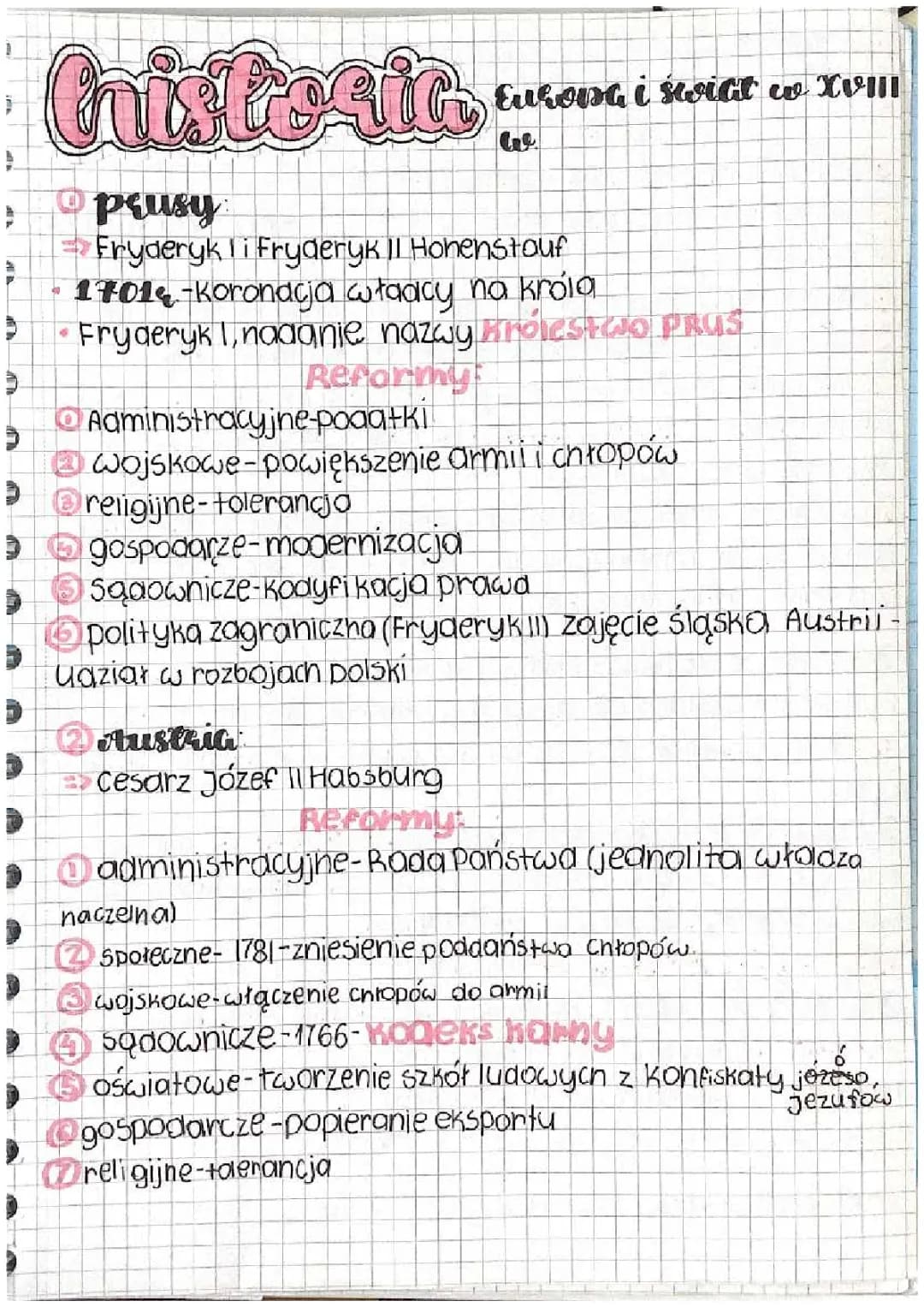 Europa i świat w XVIII wieku (podsumowanie działu)