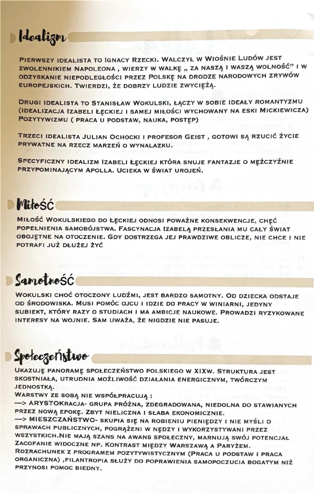 --- OCR Start ---
Idealizm
PIERWSZY IDEALISTA TO IGNACY RZECKI. WALCZYŁ W WIOŚNIE LUDÓW JEST
ZWOLENNIKIEM NAPOLEONA, WIERZY W WALKĘ, ZA NASZ