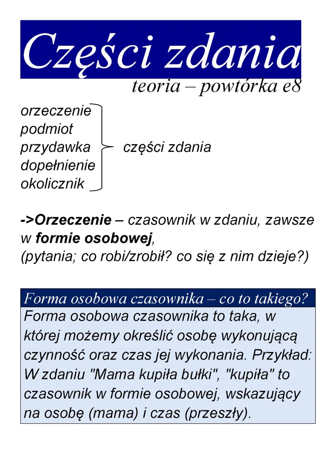 części zdania - teoria🤗