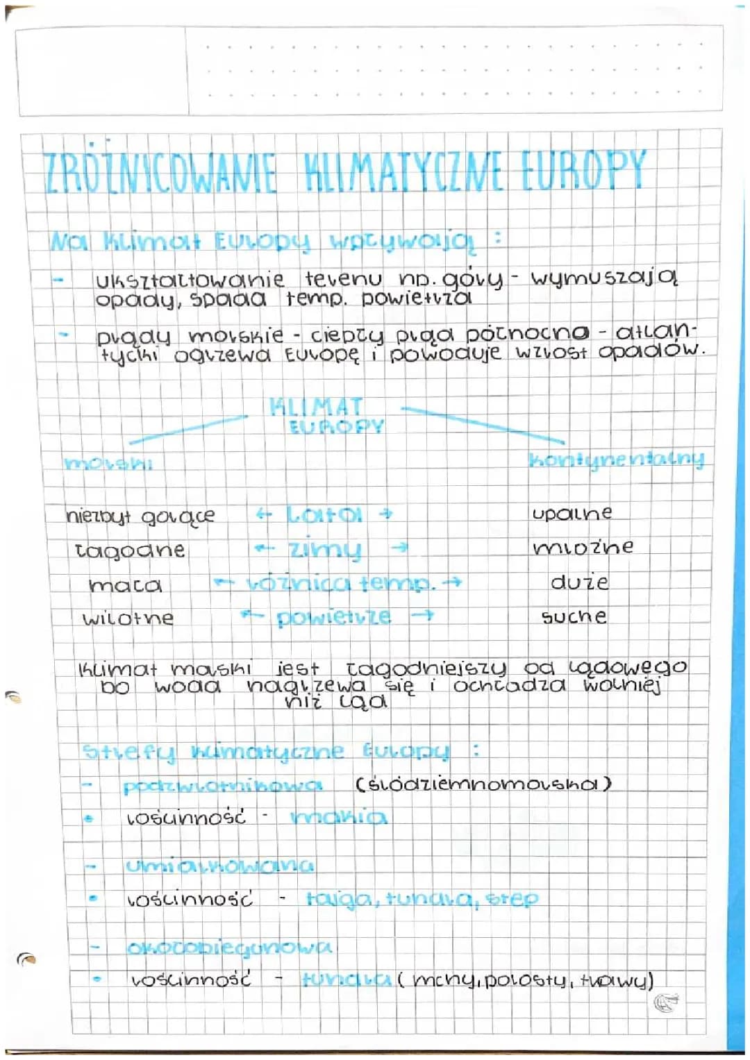 Zróżnicowanie klimatyczne Europy